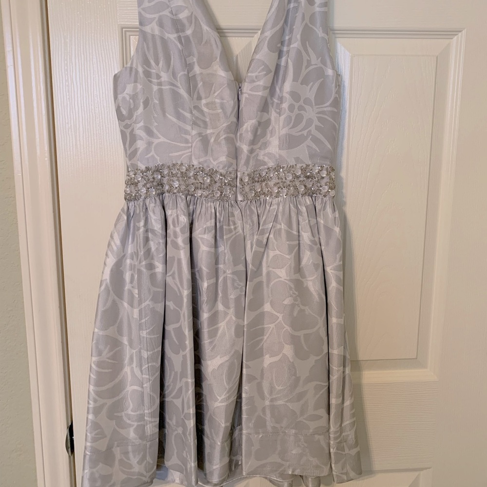 Maria Bianca Nero silver cocktail dress small. Figure flattering & stunning!
